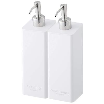 Yamazaki Jitsugyo Magnetic Two-Way Dispenser Tower [Set of 2] Magnetic Refill Bottle Shampoo Conditioner White 4258 4260