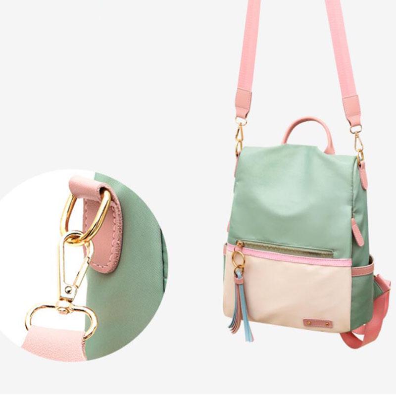 Yogodlns Dámské Dívčí Patchwork Kontrastní barva Nylonový batoh Cestovní taška Školní taška Taška přes rameno Ruksak Bookbag Novinka
