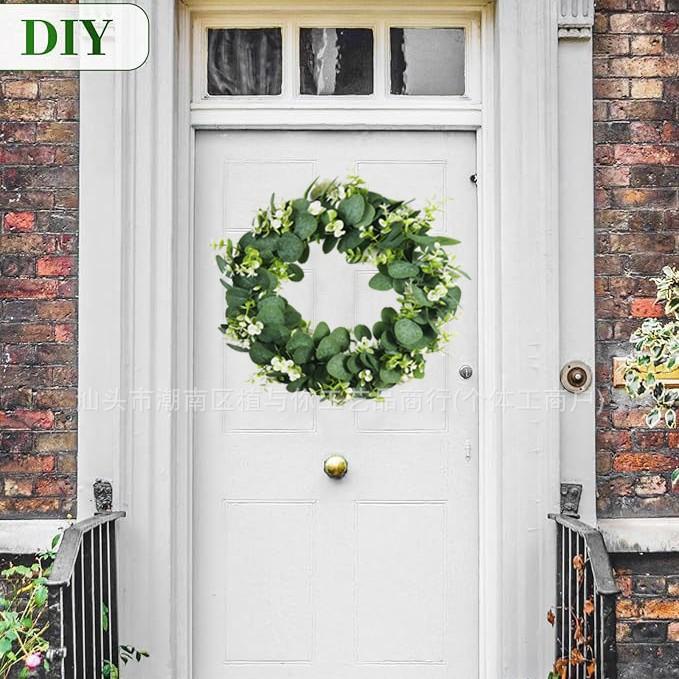 Simulation Wreath Door Decoration Eucalyptus Wreath Grass Ring Pastoral American Wedding Pendant Door Ring Bionic