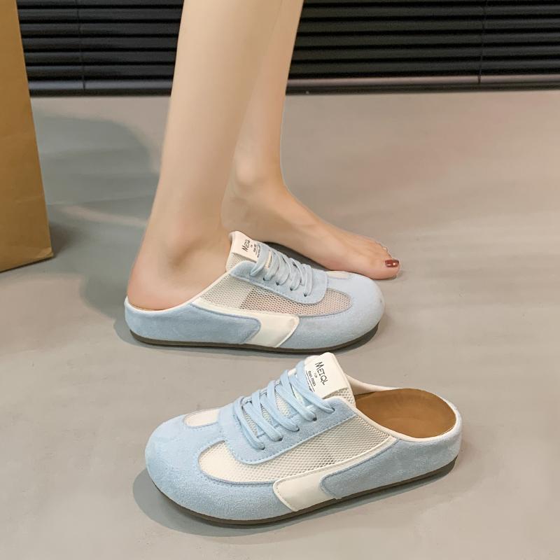 CRLAYDK Summer Women's Footbed Comfortable Slip On Mules Mesh House Slippers Ladies Backless Slide Loafers Casual Flats Shoes