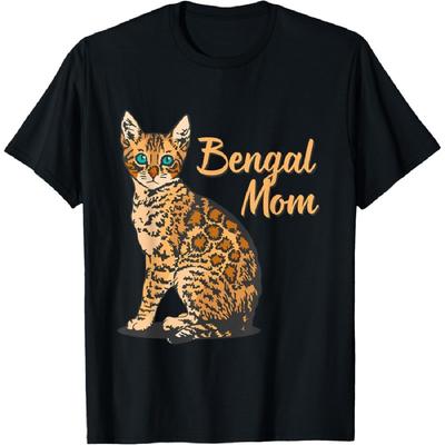 Bengal Cat Mom I Mama Family Pet Friend T-Shirt for Men Women Kids