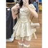 Coffee Break Doll Collar French Retro Dress Fairy Dress Princess Fluffy Short Skirt Square Collar Bubble Sleeve Floral Skirt