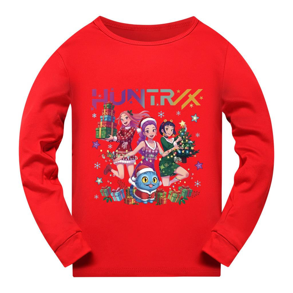 5084 Kids Girls Christmas New Year Rumi Zoey Mira Super Star Print Long Sleeves T-Shirt