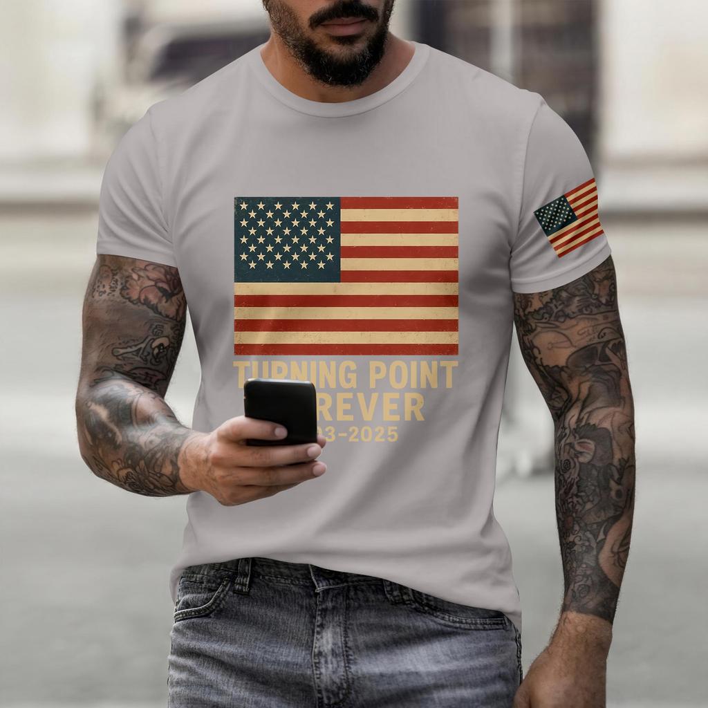 Fashionable Round Neck Short Sleeve Work Clothes Printed Tops For Mens Summer Tops