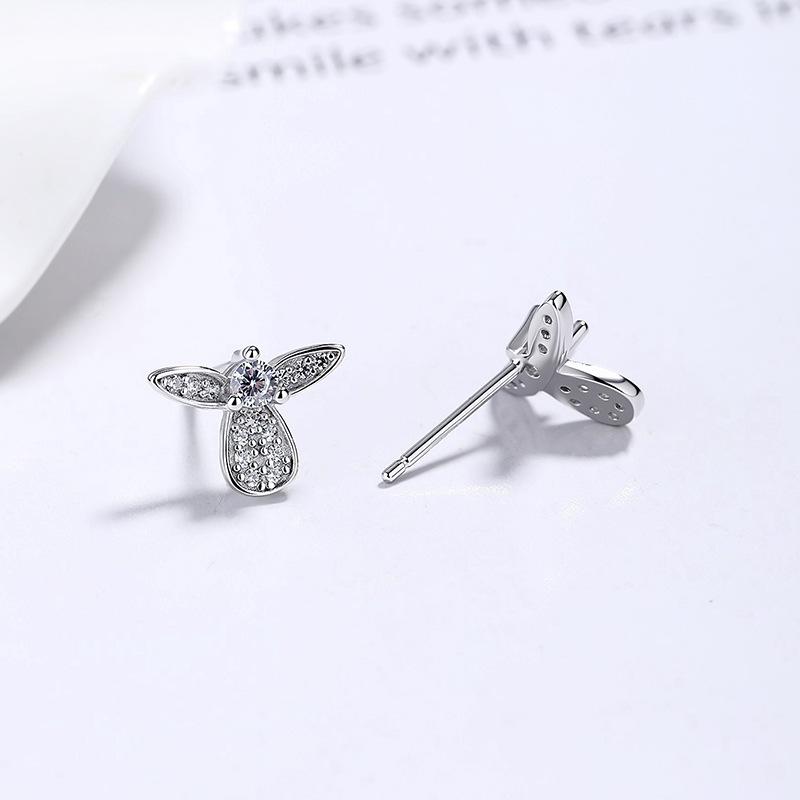 Angel Wings Zircon Stud Earrings Light Luxury Premium Earrings Women's 925 Silver Jewelry Niche Design Cross-border Ear Bone Stud