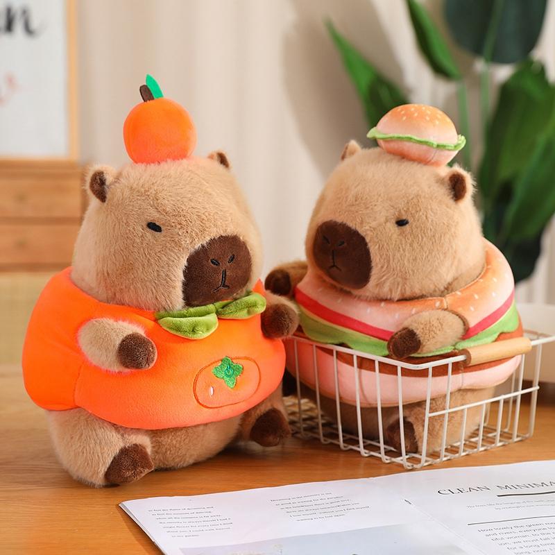 Lovely Bee Capybara Plush Toy Orange Capybara Turn to Hamburger Unicorn Stuffed Doll Soft Cartoon Animal Pillow Girl Gift