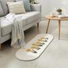 Plush Cartoon Pattern Bedside Carpet Long Strip Doormat Colorful Oval Bedroom Rug  Girl