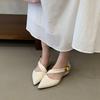 Inner Height Increase Pointed Hollow Shallow Mouth Single Shoes Women'S Spring French One-Word With Bag Head Sandals