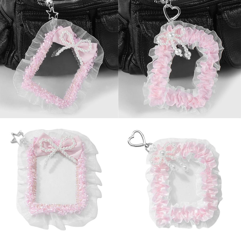 Gothic Photocard Holder with Keychain Lace Photo Card Holder Protector ID Card Holder Pendant Keychain Gifts for Women