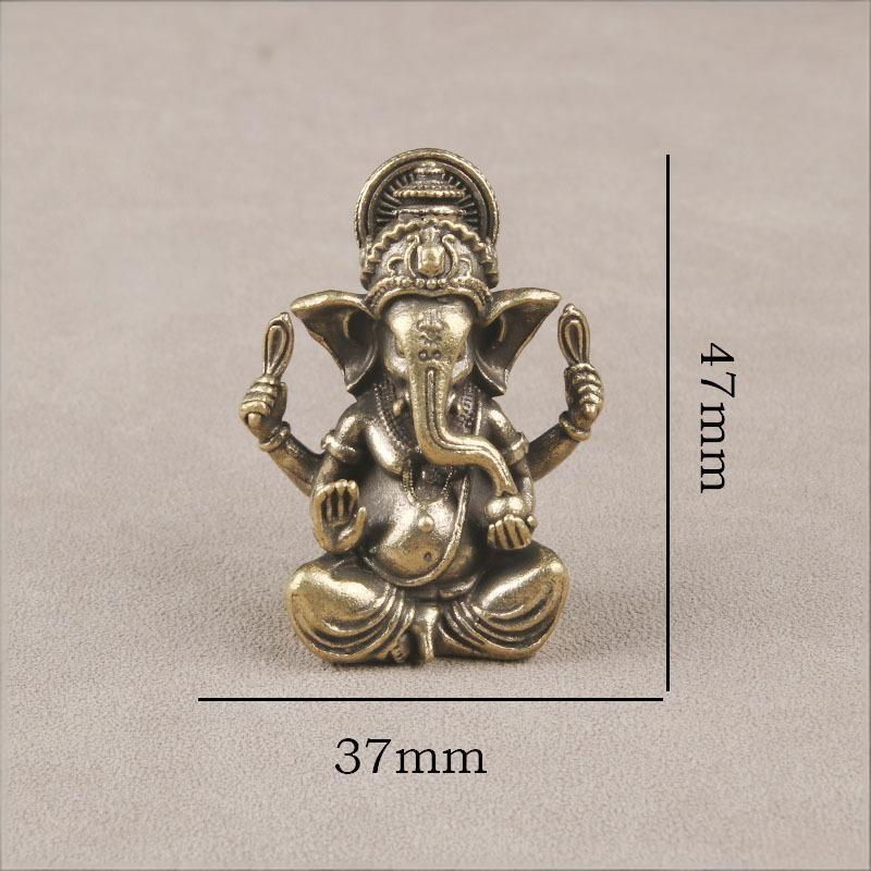S-1Pc Vintage Brass Thai Elephant God Desktop Ornament Elephant Trunk God Of Wealth Bronze Carving Crafts Collection Home Decor
