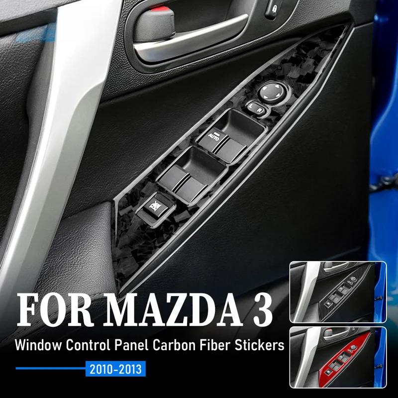 Real Soft Carbon Fiber for Mazda 3 2010 2011 2012 2013 Accessories Car Door Window Lifter Switch Button Panel Cover Sticker Trim.
