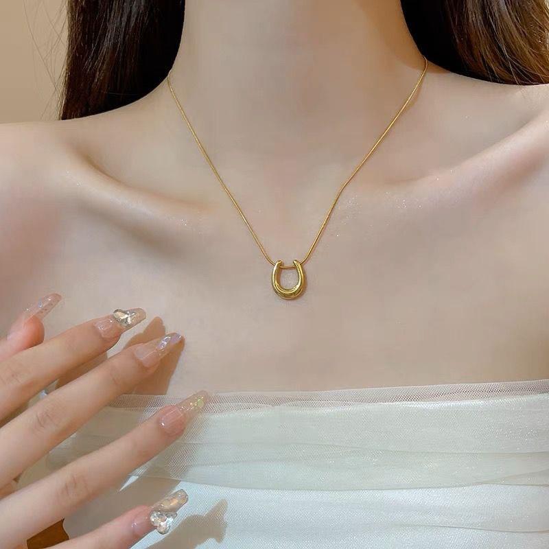 Edelstahl Schlichte U-Form Anhänger Halskette Für Frauen Nische Premium Halskette Schmuck Accessoire Geschenk