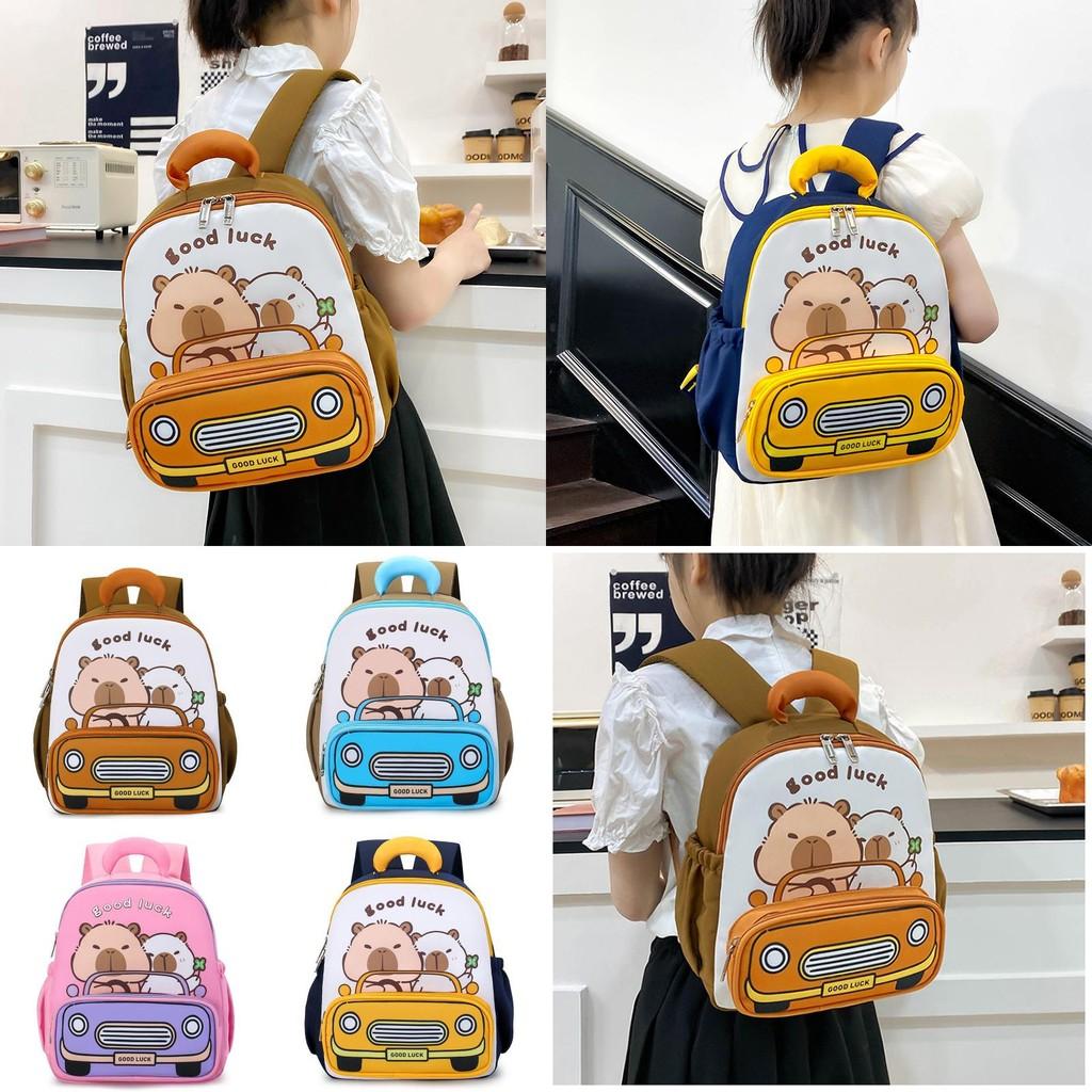 Cute Childrens Dual Shoulder Backpack For Kids With Capybara Pattern And Polyester Lining