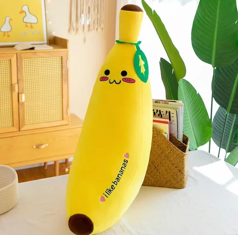 Bananen-Kissen Langes Kissen Niedliche Faule Bettbein-Umarmungs-Puppe Superweiche Mädchen-Puppe Knetbares Plüschtier