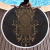 Luxury Gold Vintage Floral Round Beach Towel with Tassels, Microfiber Quick Dry Beach Blanket Absorbent Meditation Rug Yoga Mat