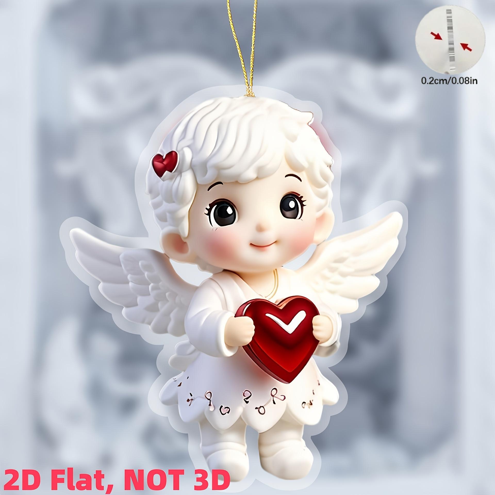 

2Pcs Cute Red Heart Little Angel 2D Flat Acrylic Pendant Backpack Small Pendant Party DIY Decorations Valentine s Day Gifts