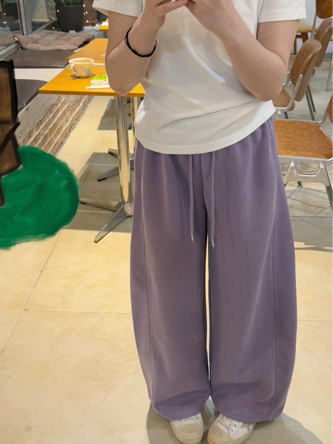 

Korean-Style Elastic Waist Straight-Leg Pants: Slimming, Versatile, Loose Fit, Solid Color, Casual Wear #103 Large