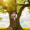 1 Pcs Home Garden Decor Fairy House Tree Hanging Sculpture Window Ladder Resin Statue Figurine Outdoor Ornament Yard Art Decor