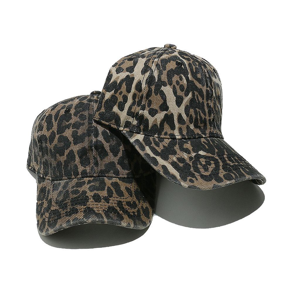 Vintage Leopard Print Baseball Cap for Women Men, Washed Cotton Adjustable Sun Hat Y2K Streetwear