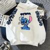 Stitch Angel Cartoon Print Children’s Hooded Sweatshirt Boy Girl Autumn Winter Daily Outdoor Casual Loose Warm Sportswear