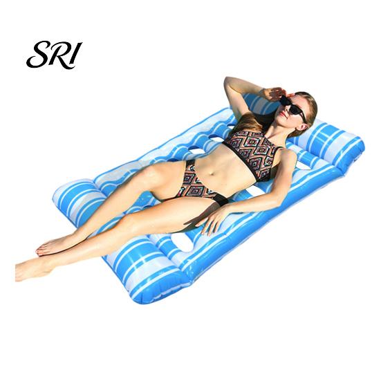 Travel-friendly Pool Float Inflatable Mat with Hole Headrest Adults Size Foldable Water Toy Floating Lounger Raft Summer Swimming Party Beach