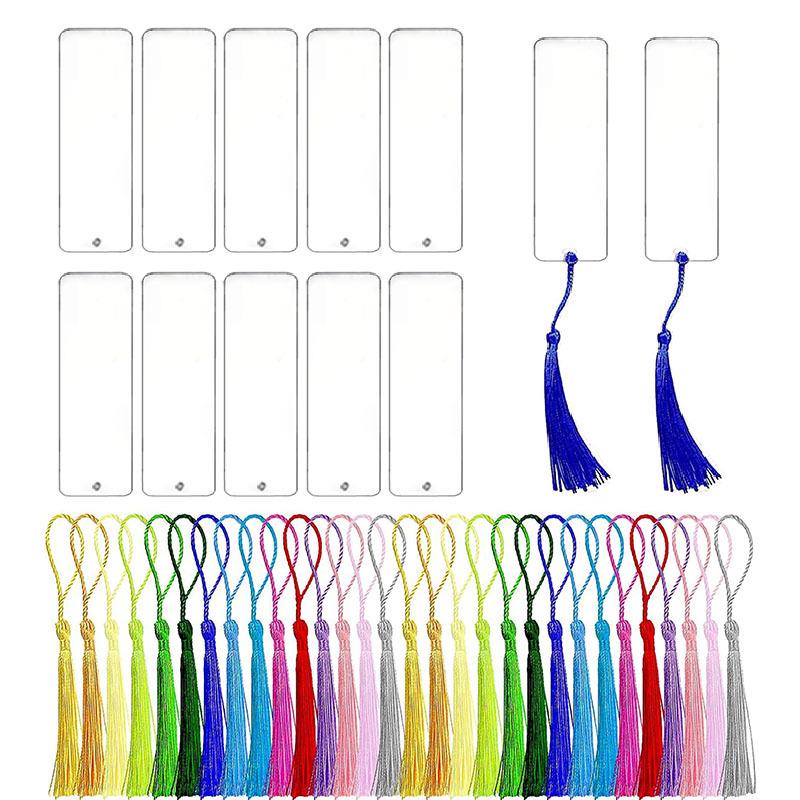 Acrylic Rectangle Bookmark with Tassel for DIY Decor