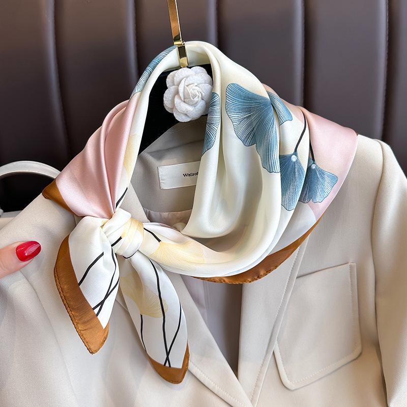 Silk Satin Head Scarf For Women Kerchief Neck Scarfs 70Cm Square Shawls And Wrpas Scarves For Ladies
