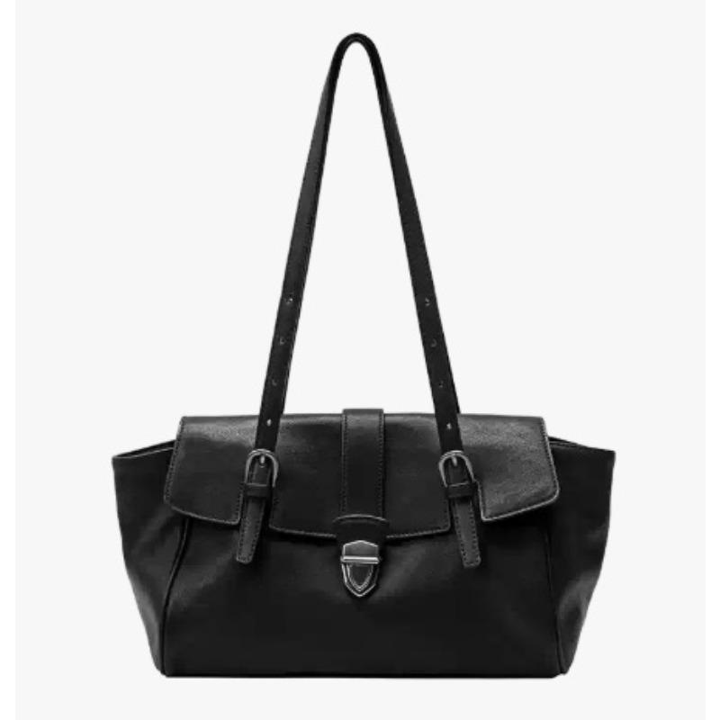 

Niche new baguette briefcase bag women s high-end sense casual commuting handbag retro simple shoulder armpit bag 30*14*19cm чёрный