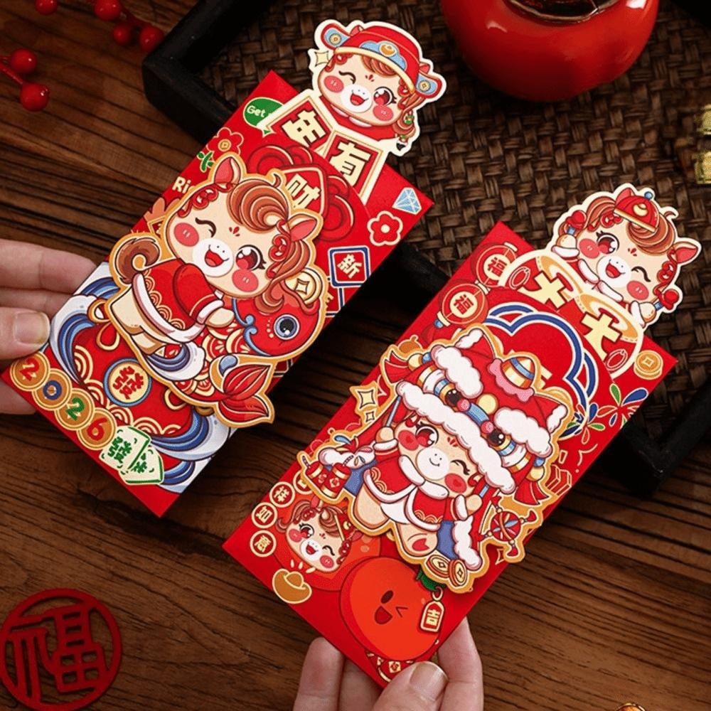 4pcs Fortune Chinese Style Red Envelope Paper Blessing Money Pouch Traditional Lucky Money Packets New Year