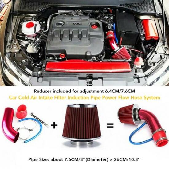 Car Auto Pipe Power Flow Hose System Cold Air Intake Filter Induction Kit
