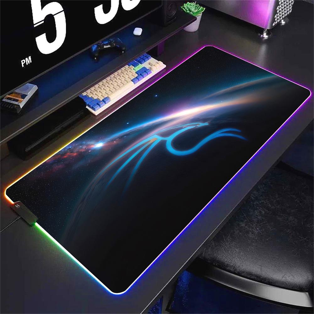 Deskmat Kali Linux Xxl Mouse Pad Gamer Rgb Pc Cabinet Gaming Accessories Keyboard Mousepad Anime Carpet Mats Large Computer Mat