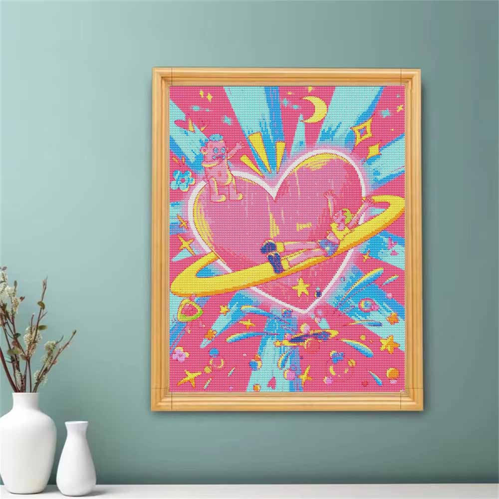 DIY Diamond Art Painting Kit Psychedelic Heart Saturn Space Planet 5D Rhinestone Canvas Wall Decor Gift for Craft Lovers Home Wall Art Decor