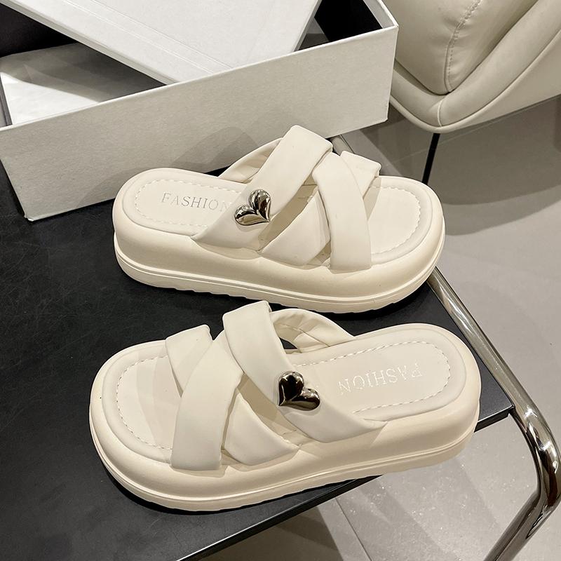 Luxury High-heeled Thick Sole Slippers Summer Fashion Lightweight Rome Shoes Platform Sandals Chic Pantuflas Beach Pu Chinelos