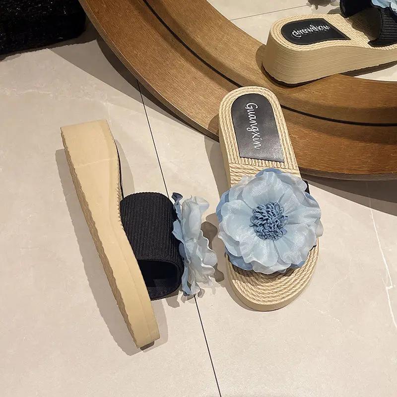 Fashion Medium Heel Flowers Women's Slippers and Ladies Sandals 2025 Trend Designer Luxury Shoes Top Designs Chic Elegant Casual Slides
