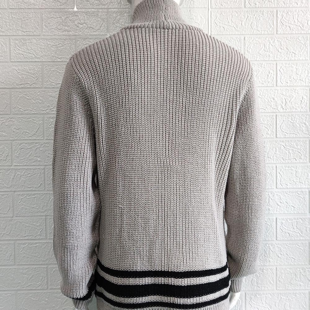 2024 Autumn Men's Casual Solid Color Half-High Collar Button Sweater