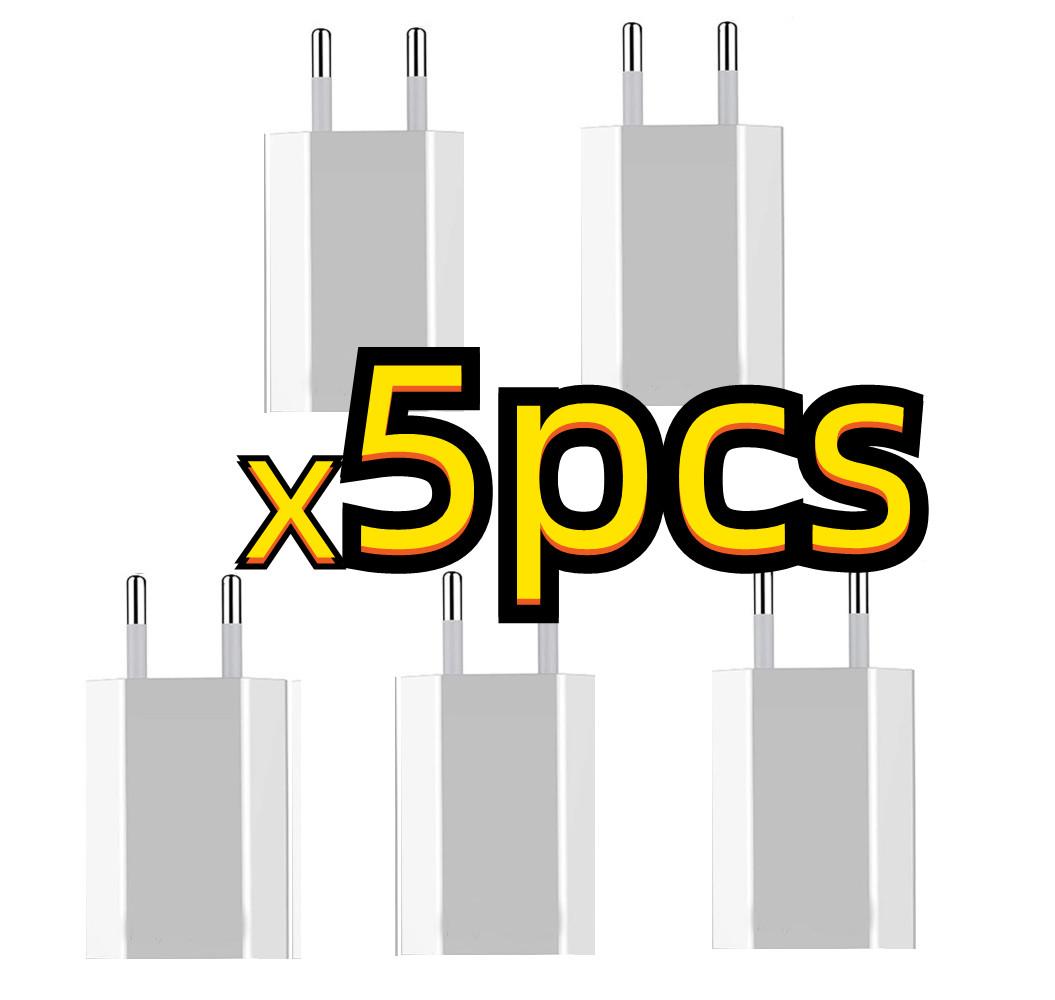 

5 шт., зарядное устройство USB с европейской вилкой для iPhone, iPad, Samsung, Xiaomi, Honor, универсальное зарядное устройство для мобильного телефона 5 В 1 А, адаптер питания 5pcs EU Plug White