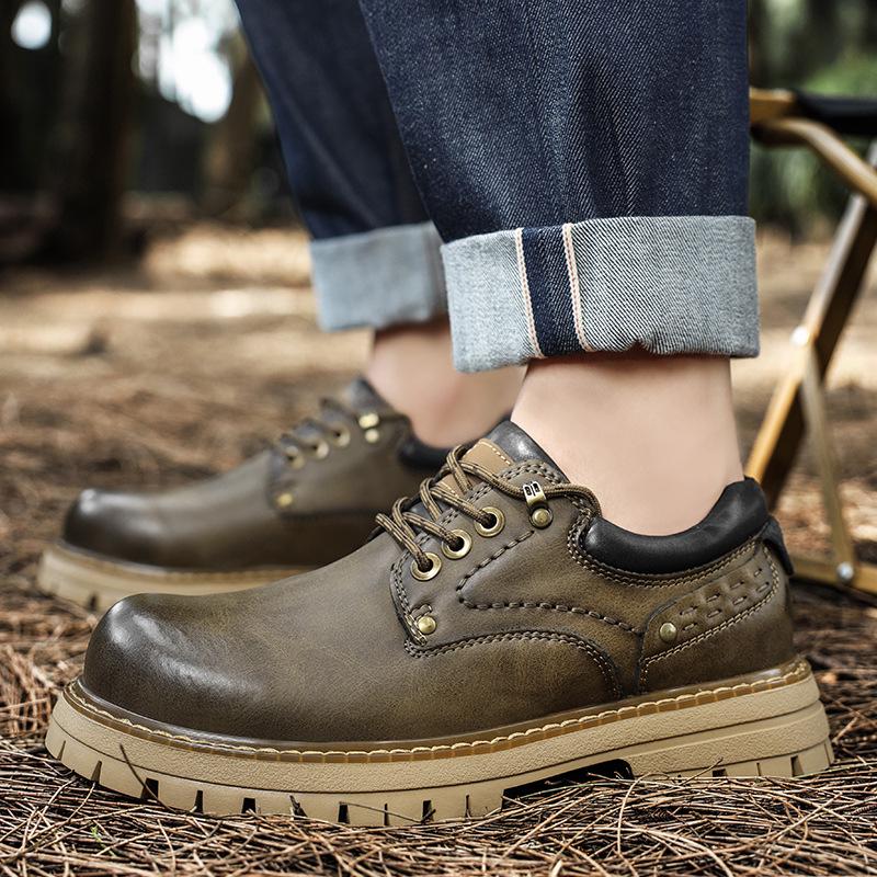 Men's Retro Low-Top Martin Work Boots 2025: Versatile Casual Outdoor Shoes with Trendy Big Toe Design