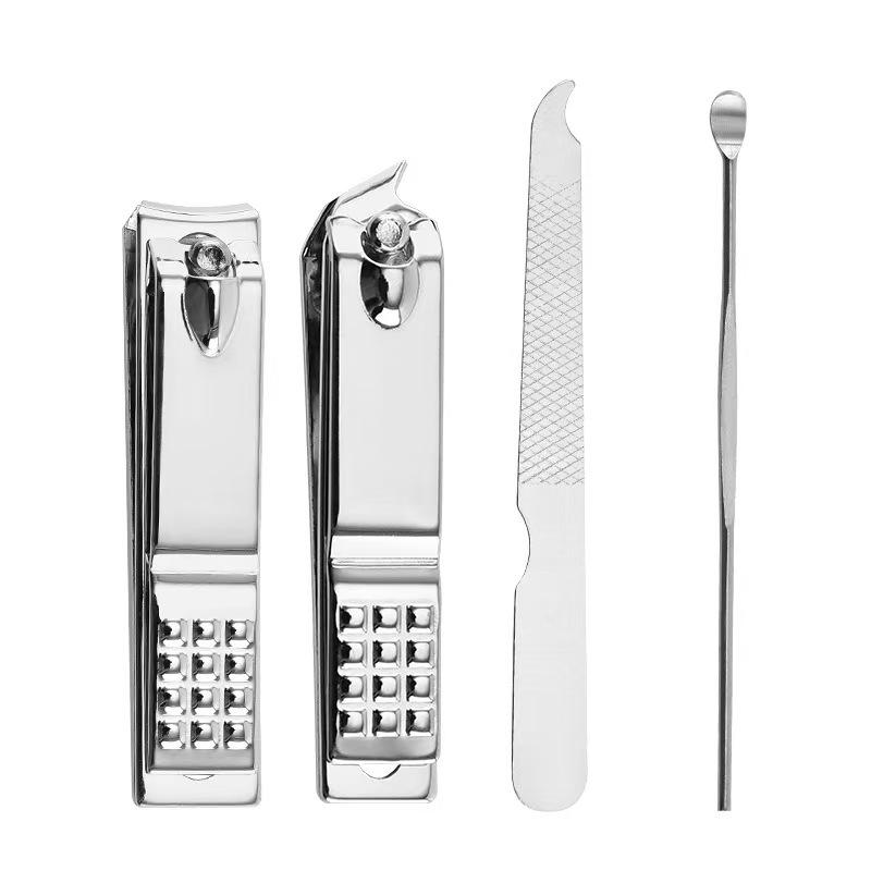 Custom 4-Piece Stainless Steel Nail Care Set: Clippers, Ear Pick, File, and Gift Option