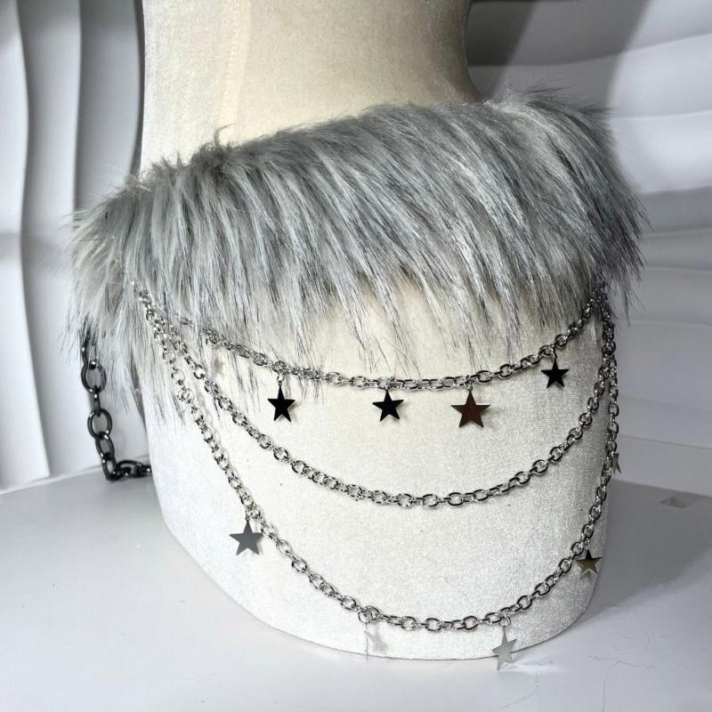 Furred Waist Belt Belly Chain for Dress Chain Belt for Women Waist Chain Belt Cowboy Waist Chain Luxurious Belt