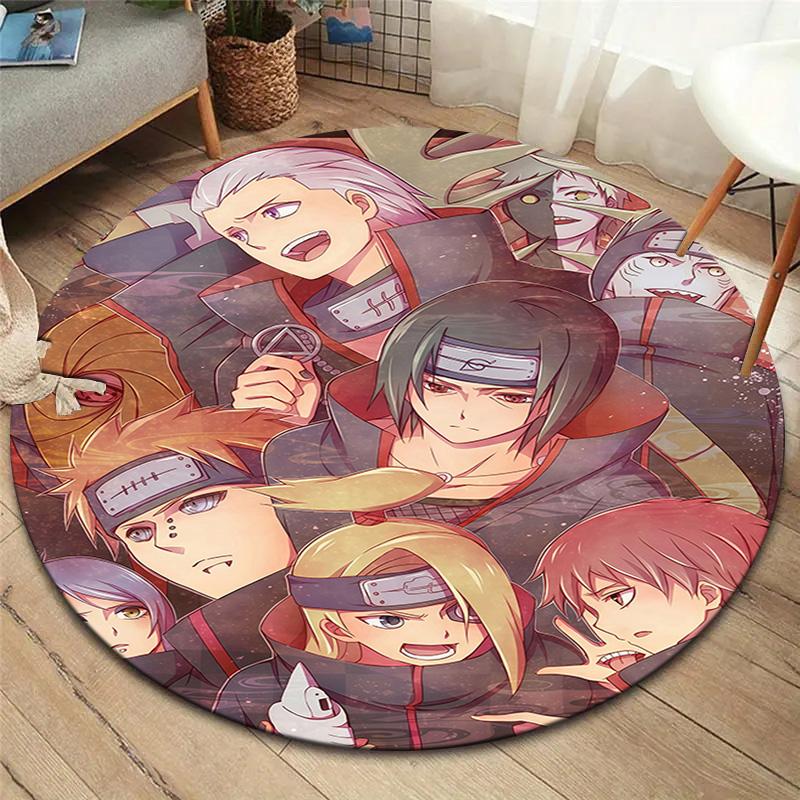 Naruto Characters Round Area Rug Carpet Rug For Living Room Bedroom Sofa Playroom Decor Nonslip Floor Mat