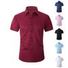 Summer Cotton Men's Short Sleeve Dress Shirt Solid Color Formal Business Button Down Regular Fit for Office Party Daily Wea