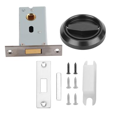Stainless Steel Door Lock with Handle Pull Ring for Cabinet Drawer Closet DoorBlack