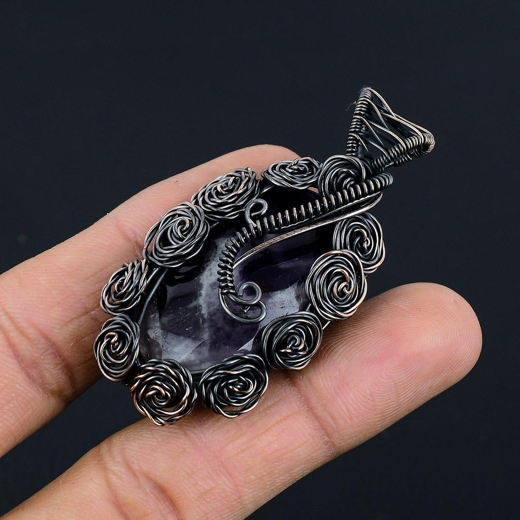 Sage Amethyst  Pendant, Gemstone 999 Copper Wire Wrapped Jewelry Pendant, Handmade Jewelry Birthstone Pendant, Gift For Him
