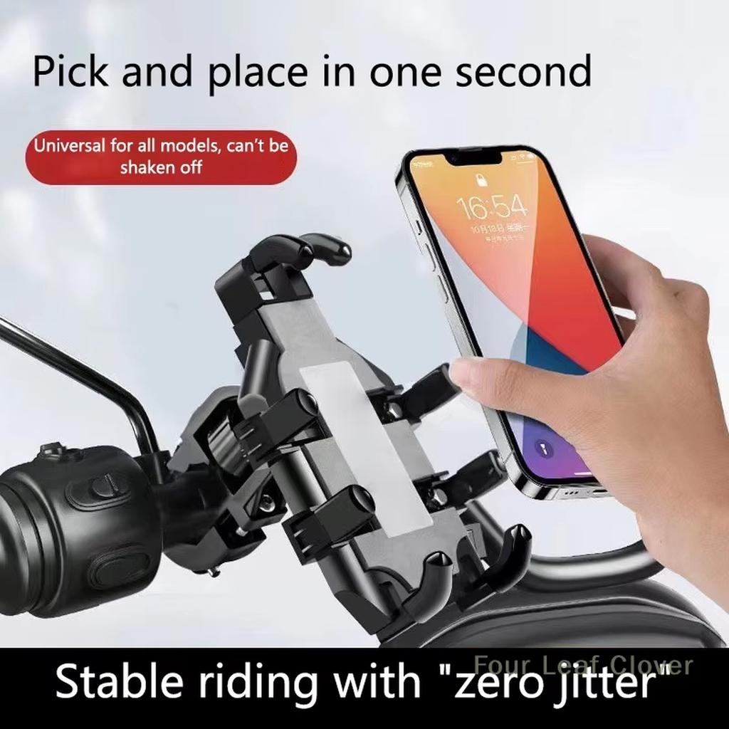 Supporto per Manubrio a Otto Artigli Porta Cellulare per Moto Scooter ATV E-Bike Supporto Cellulare Supporto GPS Barra(Nero2)(Nero1)