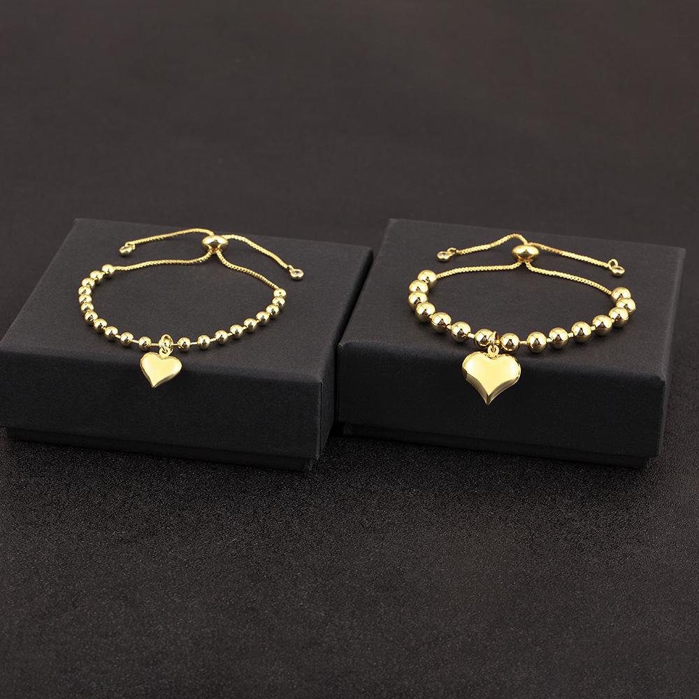 Nidin New Retro Love Shape Copper Beads 4mm/6mm/8mm Charm Bracelets For Female Birthday Party Jewelry Accessories Fine Gifts