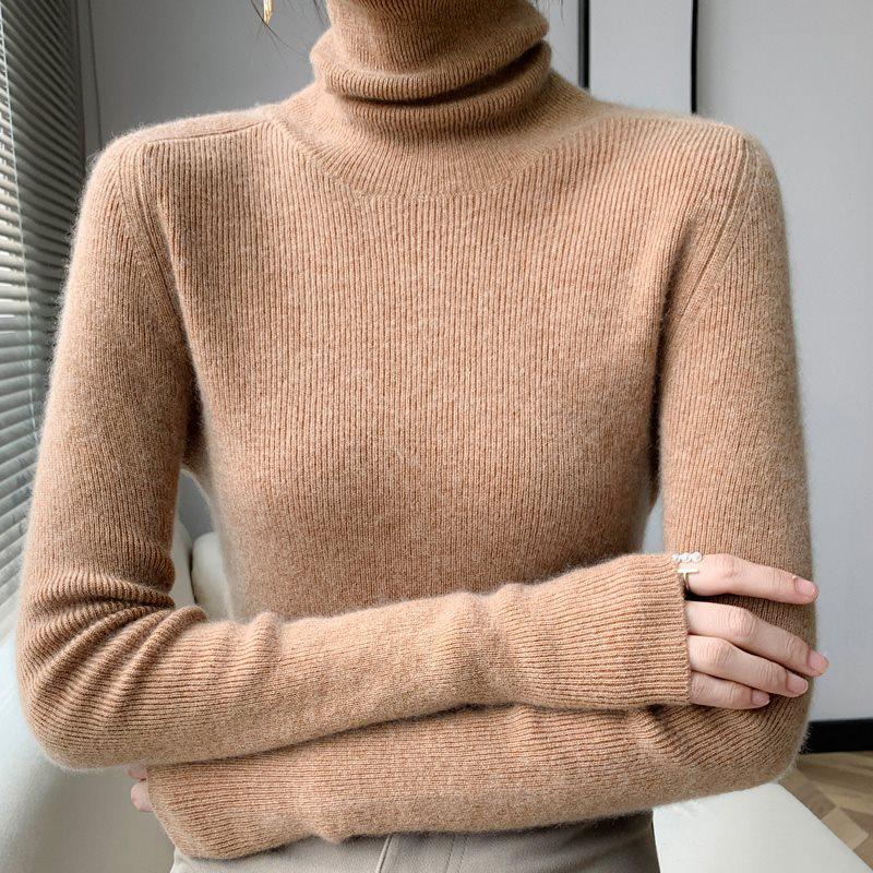 Women's Slimming High-Neck Knit Sweater - Soft, Glutinous, and Perfect for Spring & Autumn 2025