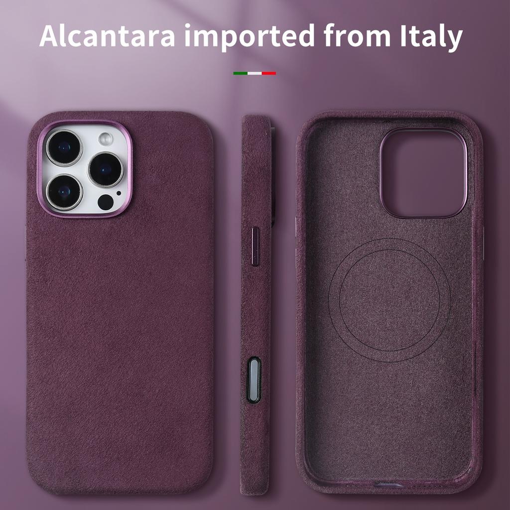 Vollumwickelte magnetische Hülle für ALCANTARA für iPhone 16 Pro Max 16pro Kunstleder Supercar Wildleder Handyhüllen Abdeckung