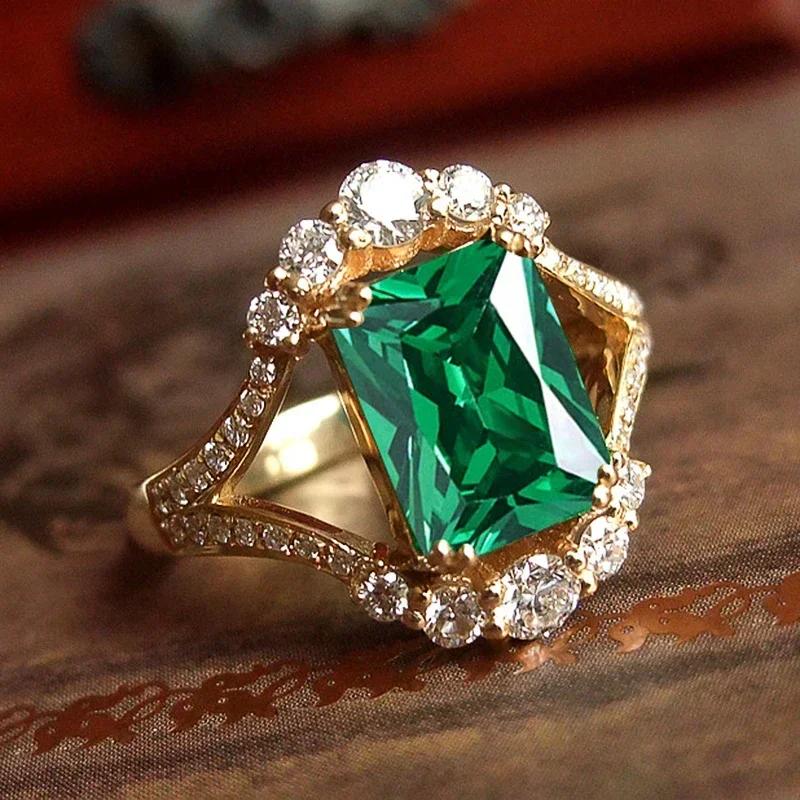 New Gorgeous Gold Green Cubic Zirconia Ring For Women'S Latest Design Wedding  Accessories Gift Party Fashion Jewelry