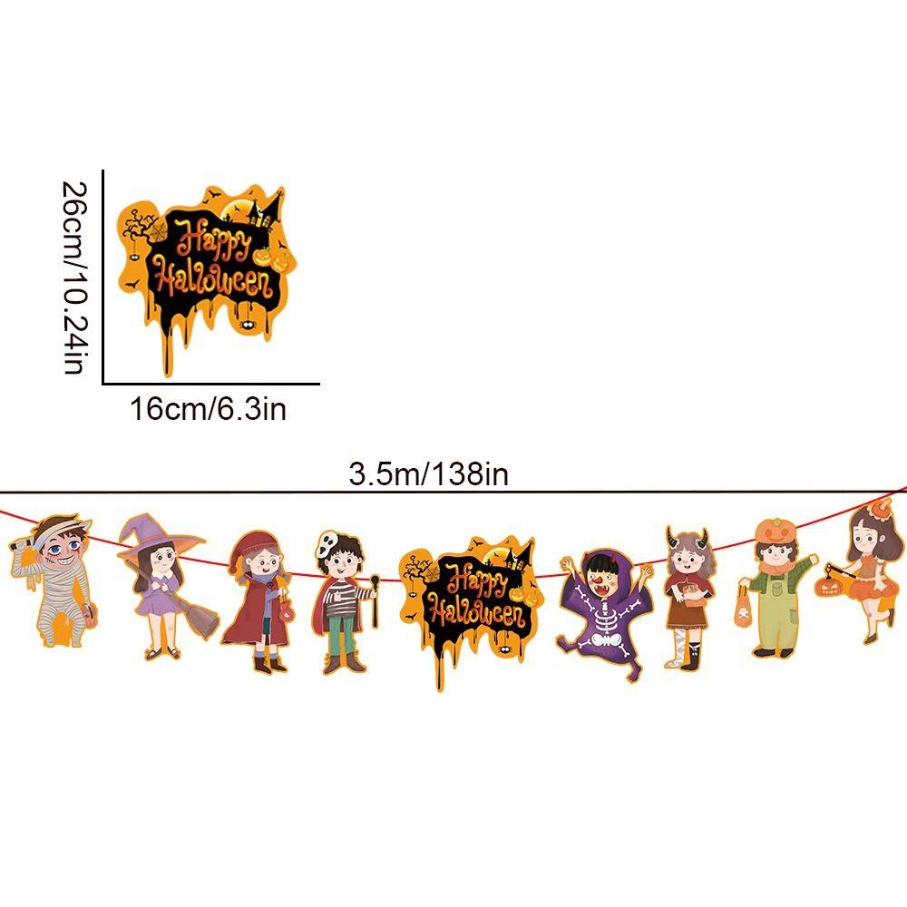 Decorative Happy Halloween Paper Banner Hanging Pumpkin Letter Flag  Haunted House