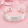 Charm 925 Sterling Silber Luxuriös Matt Glänzend Offenes Armband Damen Mode Party Hochzeit Schmuck